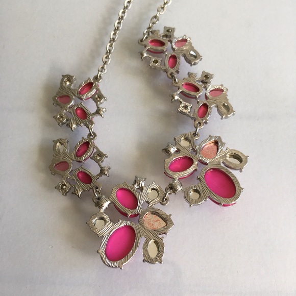 Colourful Pink Cabochon Acrylic Bead & Rhinestone Statement Necklace - Picture 5 of 5